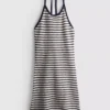 Vestido halter de malha às riscas