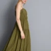 Vestido maxi com folhos em camadas