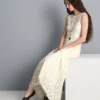 Vestido maxi de renda elástica