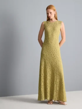 Vestido maxi de renda elástica
