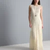 Vestido maxi de renda elástica