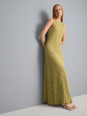 Vestido maxi de renda elástica