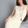 Vestido maxi de renda elástica