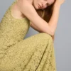 Vestido maxi de renda elástica