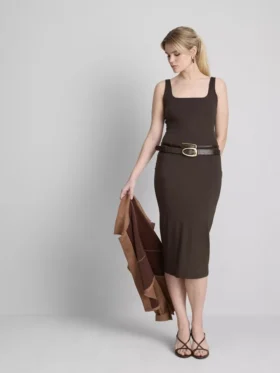 Vestido midi com decote quadrado «Second Skin»