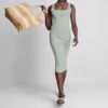 Vestido midi com decote quadrado «Second Skin»