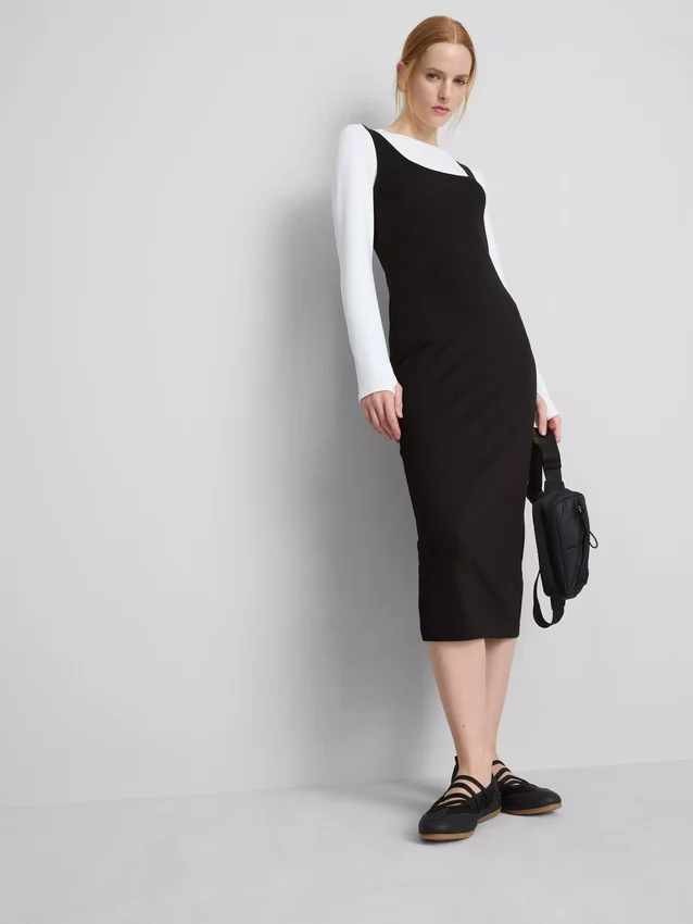 Vestido midi com decote quadrado «Second Skin»