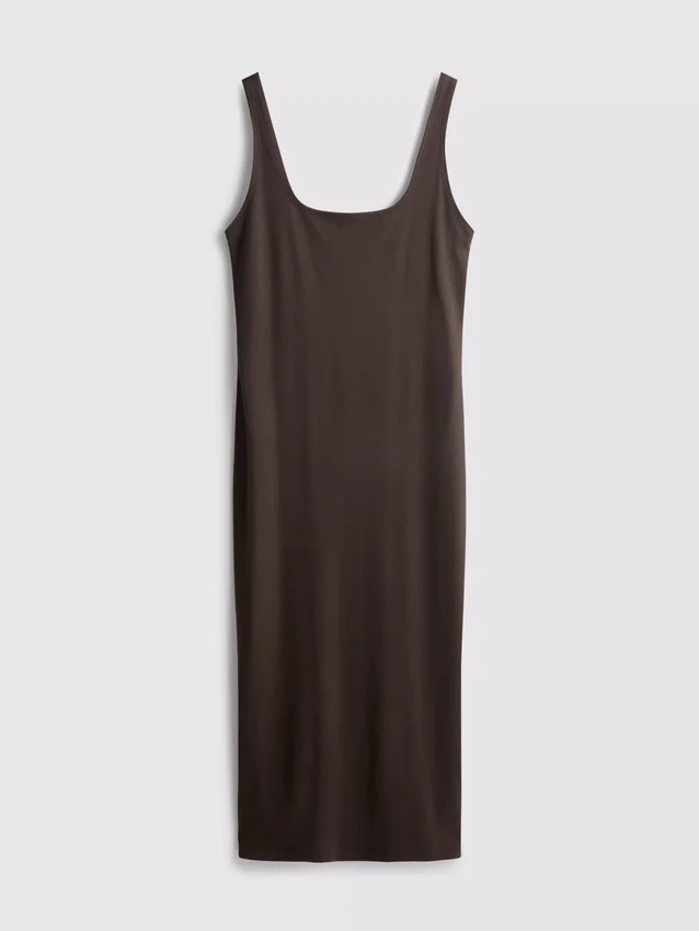 Vestido midi com decote quadrado «Second Skin»