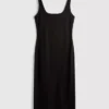 Vestido midi com decote quadrado «Second Skin»