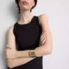 Vestido midi com sutiã incorporado em malha canelada