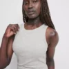 Vestido midi com sutiã incorporado em malha canelada