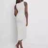Vestido midi com sutiã incorporado em malha canelada