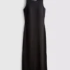 Vestido midi com sutiã incorporado em malha canelada