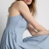 Vestido midi de algodão com botões