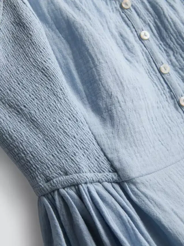 Vestido midi de algodão com botões