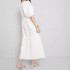 Vestido midi de algodão seersucker com corte smock