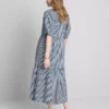 Vestido midi de algodão seersucker com corte smock