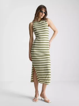 Vestido midi-longo justo sem mangas da Paula Echevarría
