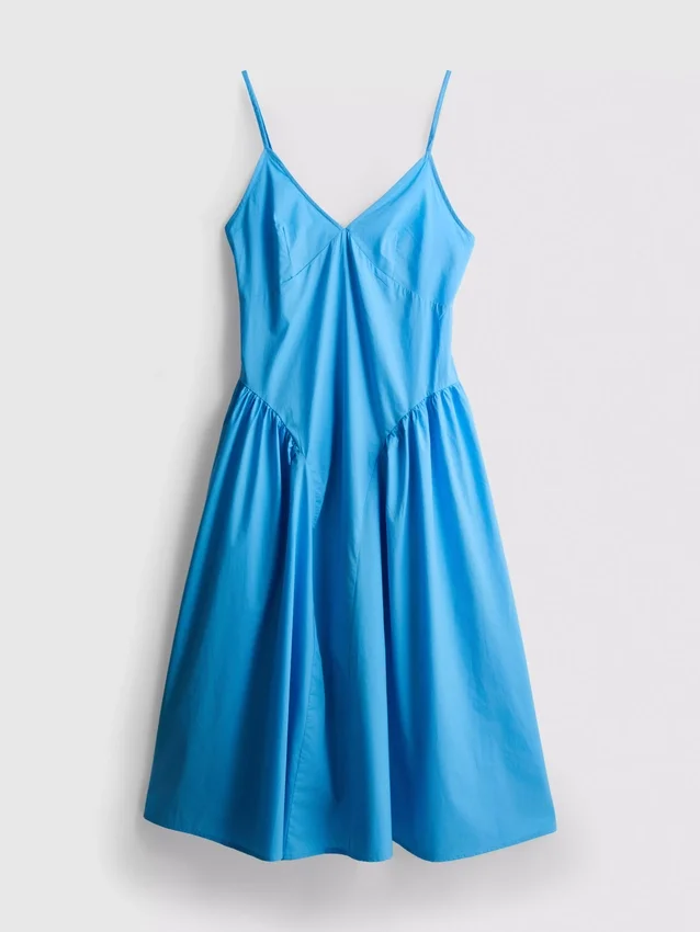 Vestido midi tipo espartilho com alças de algodão