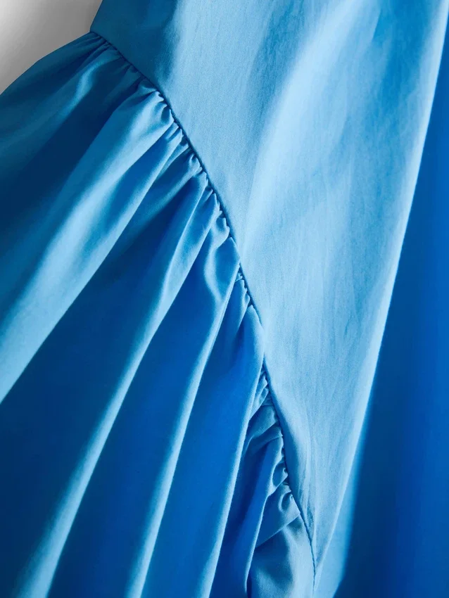 Vestido midi tipo espartilho com alças de algodão