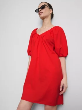 Vestido mini com mangas bufantes