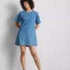 Vestido mini reto em ganga de algodão