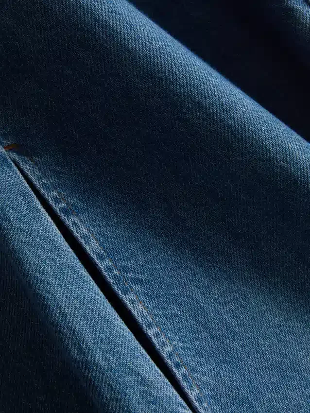 Vestido mini reto em ganga de algodão